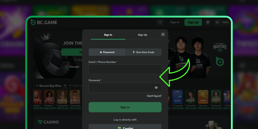 enter login account details