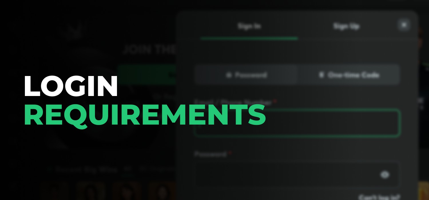 login requirements for online casino users