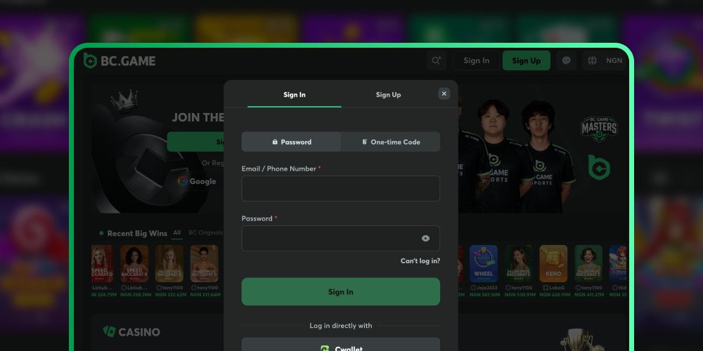 open the login form