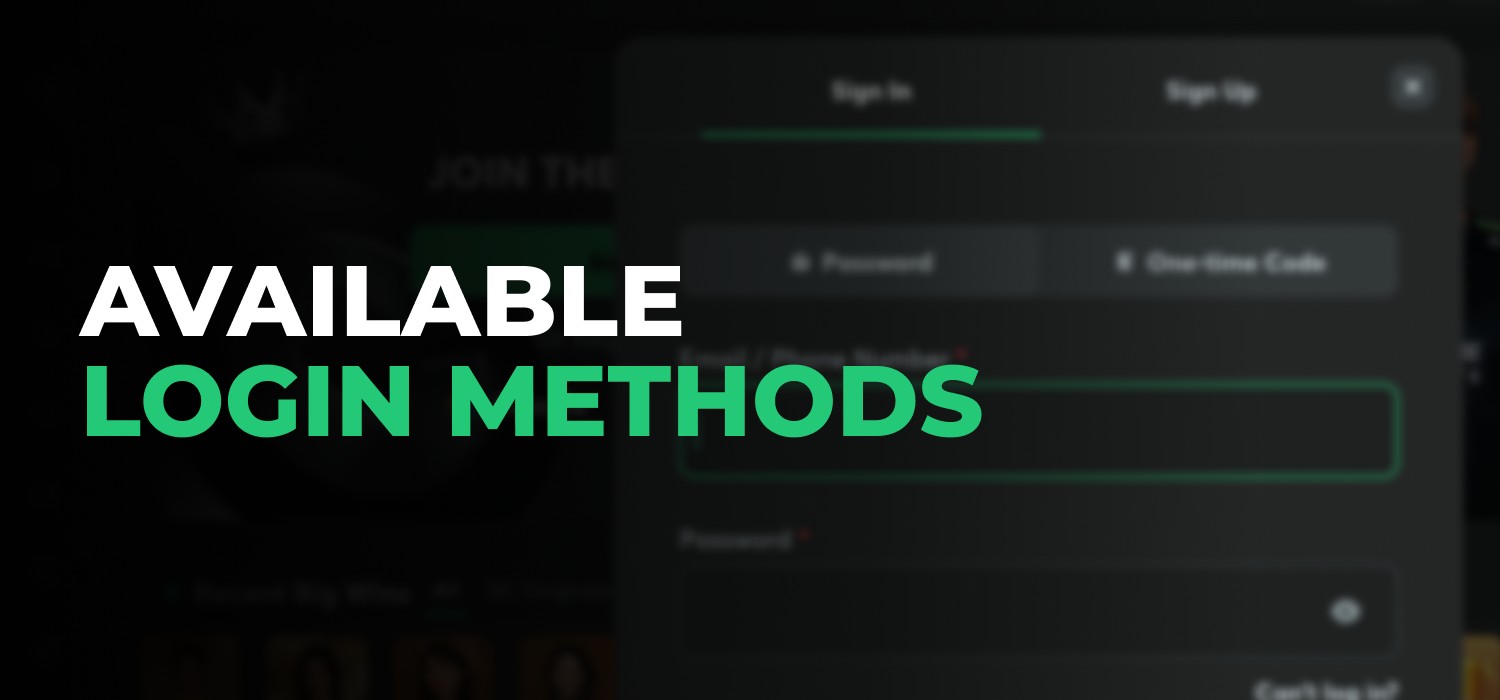 possible login methods at bc game